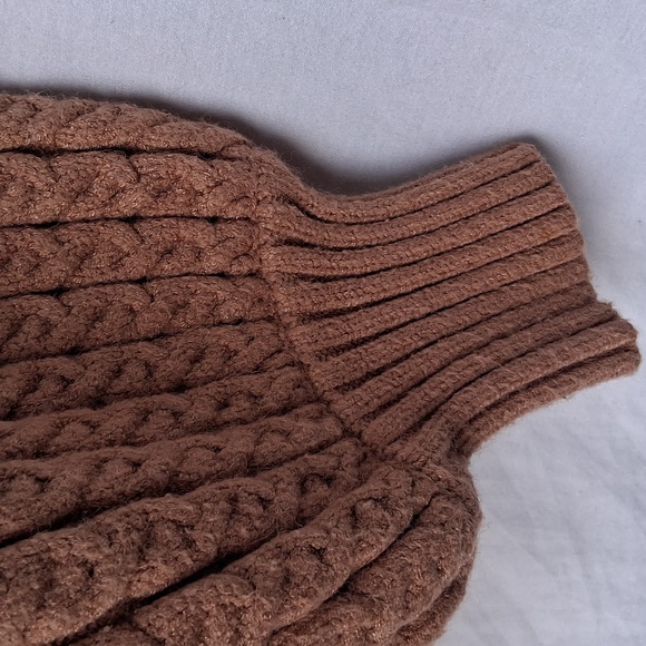 T Tahari Balloon Sleeve Cozy Brown Turtleneck Sweater M - Picture 4 of 11
